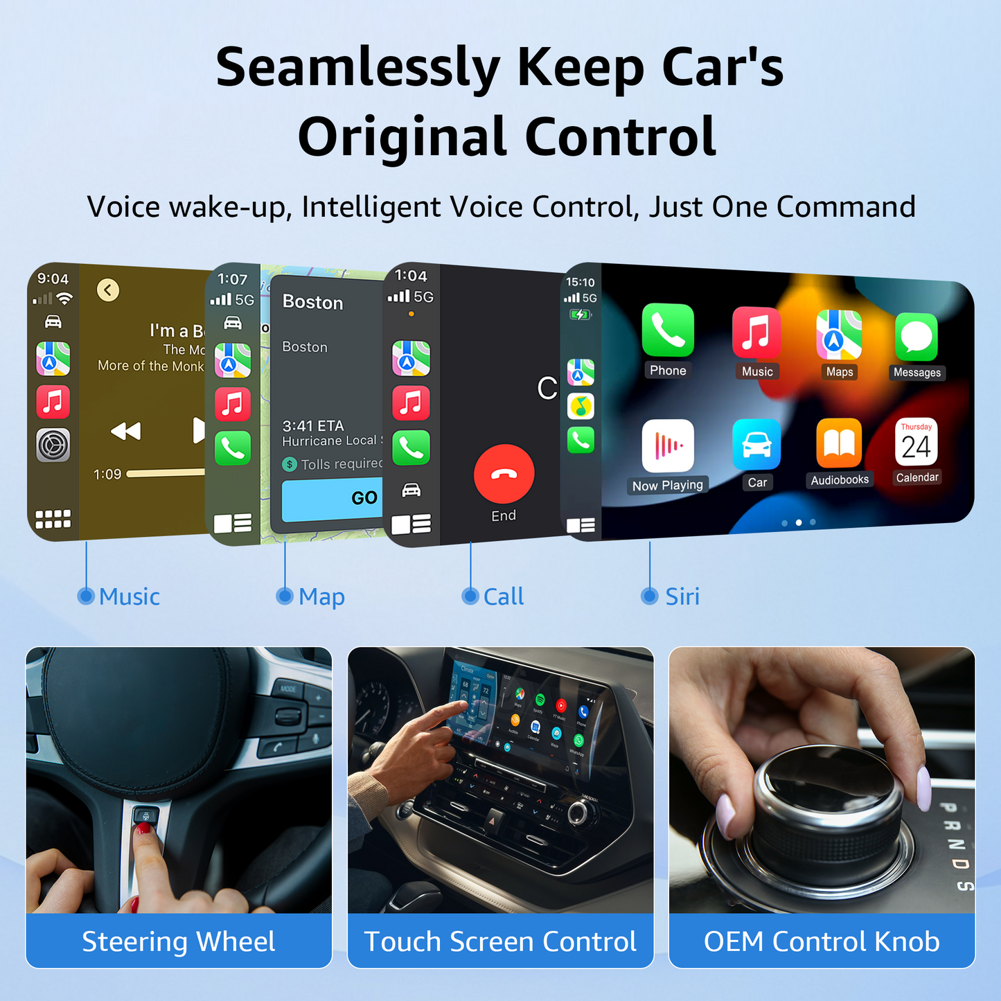 2-in-1 CarPlay & Android Auto Wireless Adapter, Smallest Mini Edition, Converts Wired to Wireless, Plug & Play Adapter for Apple iPhone iOS 10+ & Android 11+