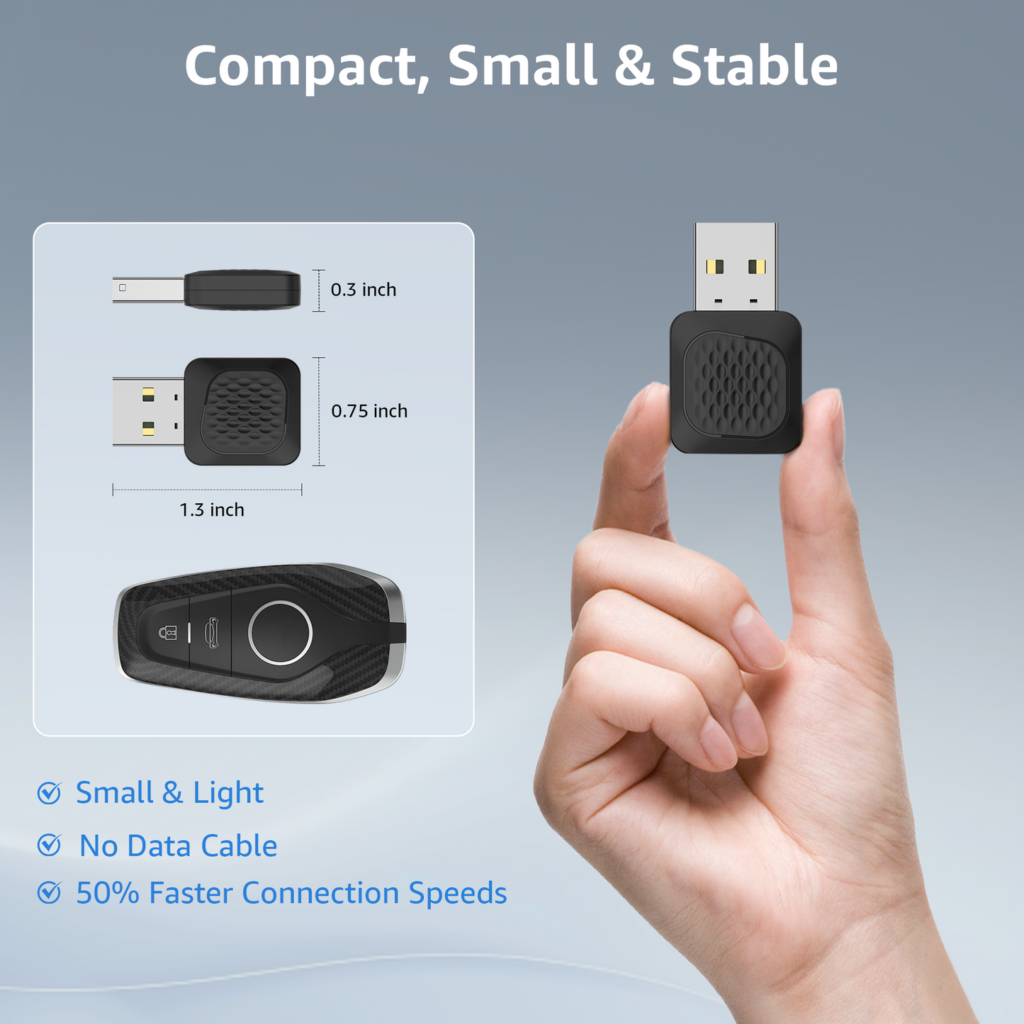 Android Auto Wireless Adapter, Smallest Mini Edition, Converts Wired to Wireless Android Auto, Plug & Play Adapter for Android 11+ & Cars from 2016+