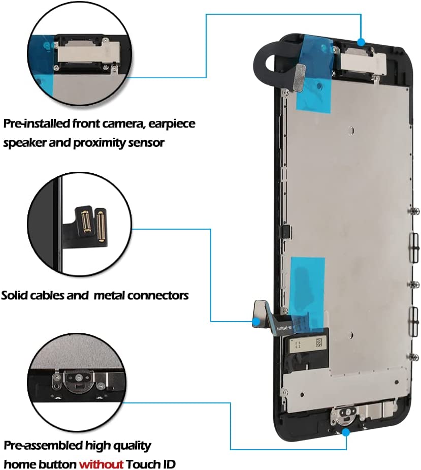 iPhone 7 LCD 屏幕更换,带 Home 键和前置摄像头部件