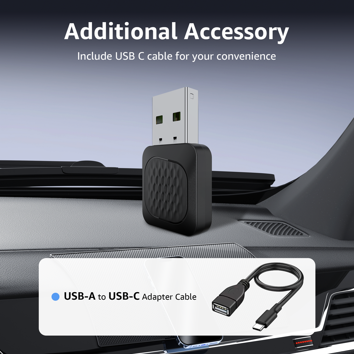 CarPlay Wireless Adapter, Smallest Mini Edition, Converts Wired to Wireless CarPlay, Plug & Play Adapter for Apple iPhone iOS 10+ & Cars from 2015+