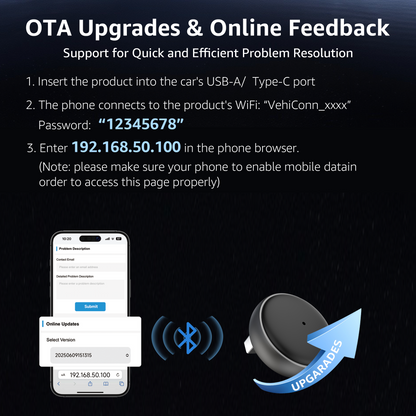 Wireless CarPlay Adapter, 50% Smaller, Converts Wired to Wireless CarPlay, Plug & Play Adapter, Compact Design for Apple iPhone iOS 10+ with USB/USB-C Port