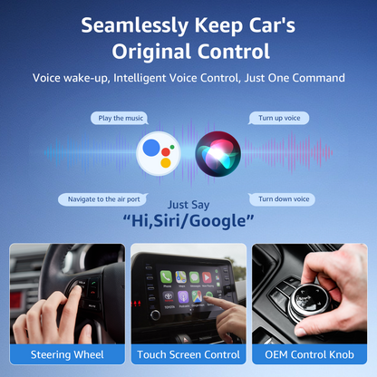 2-in-1 Wireless CarPlay & Android Auto Adapter, 50% Smaller, Converts Wired to Wireless, Zero Latency, Auto-Connection, Plug & Play Adapter for Apple iPhone iOS 10+ & Android 11+