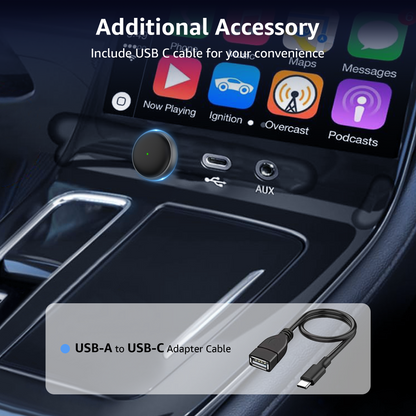 2-in-1 Wireless CarPlay & Android Auto Adapter, 50% Smaller, Converts Wired to Wireless, Zero Latency, Auto-Connection, Plug & Play Adapter for Apple iPhone iOS 10+ & Android 11+